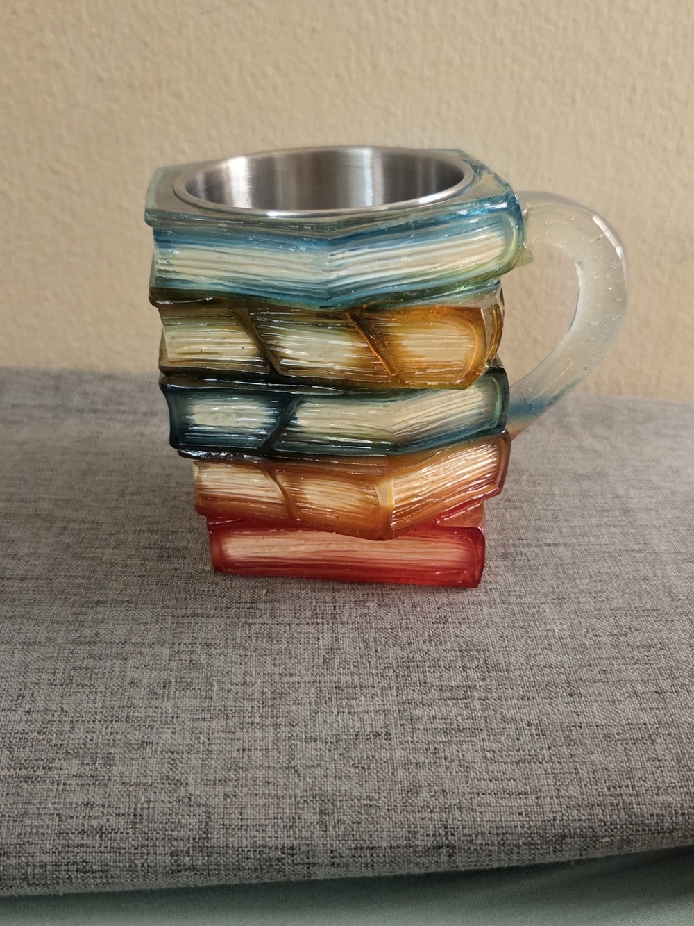 Stacked Book Resin Mug with Stainless Steel Insert - Multicolor